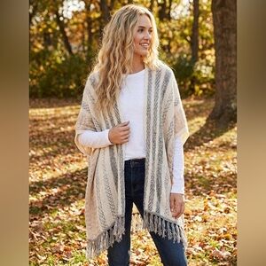 ‼️SOLD‼️ American Eagle Outfitters Poncho Style Cardigan Fringe Trim Size Medium